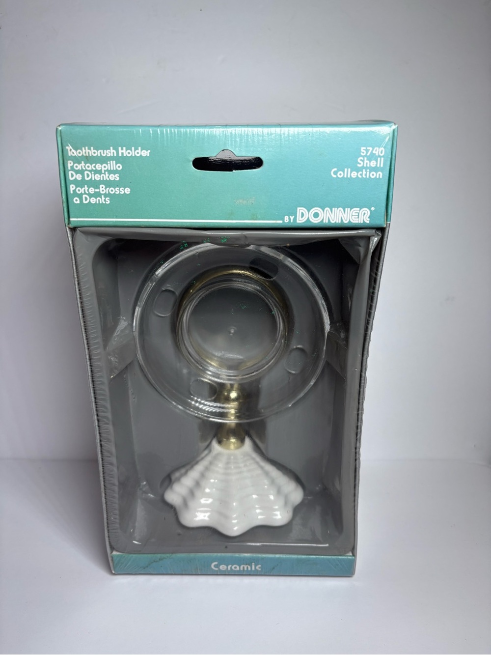 NEW Donner Vintage Ceramic Shell Toothbrush Wall Holder Nautical Beach House NOS